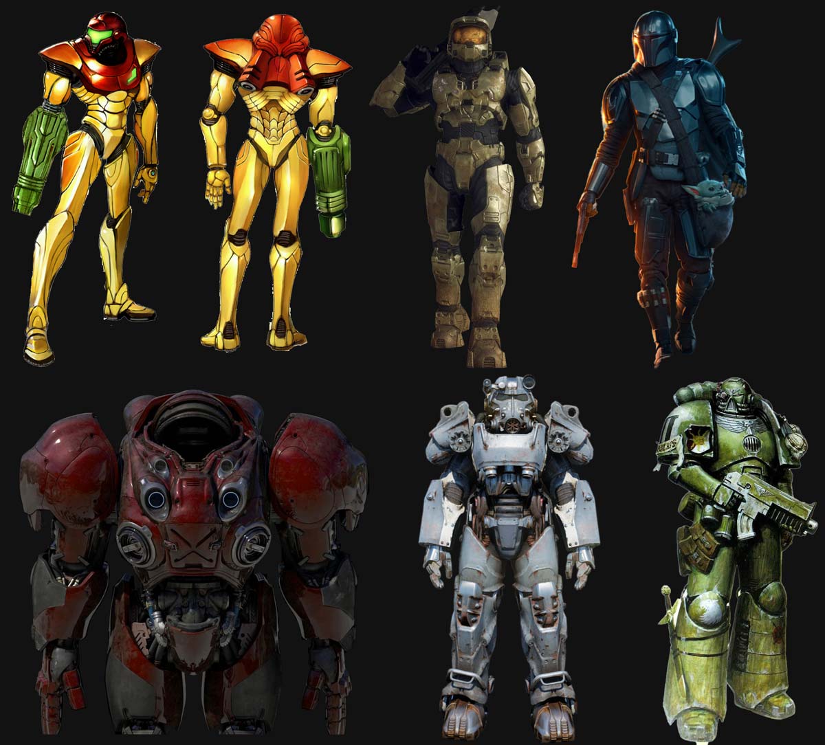 A collection of power armor
